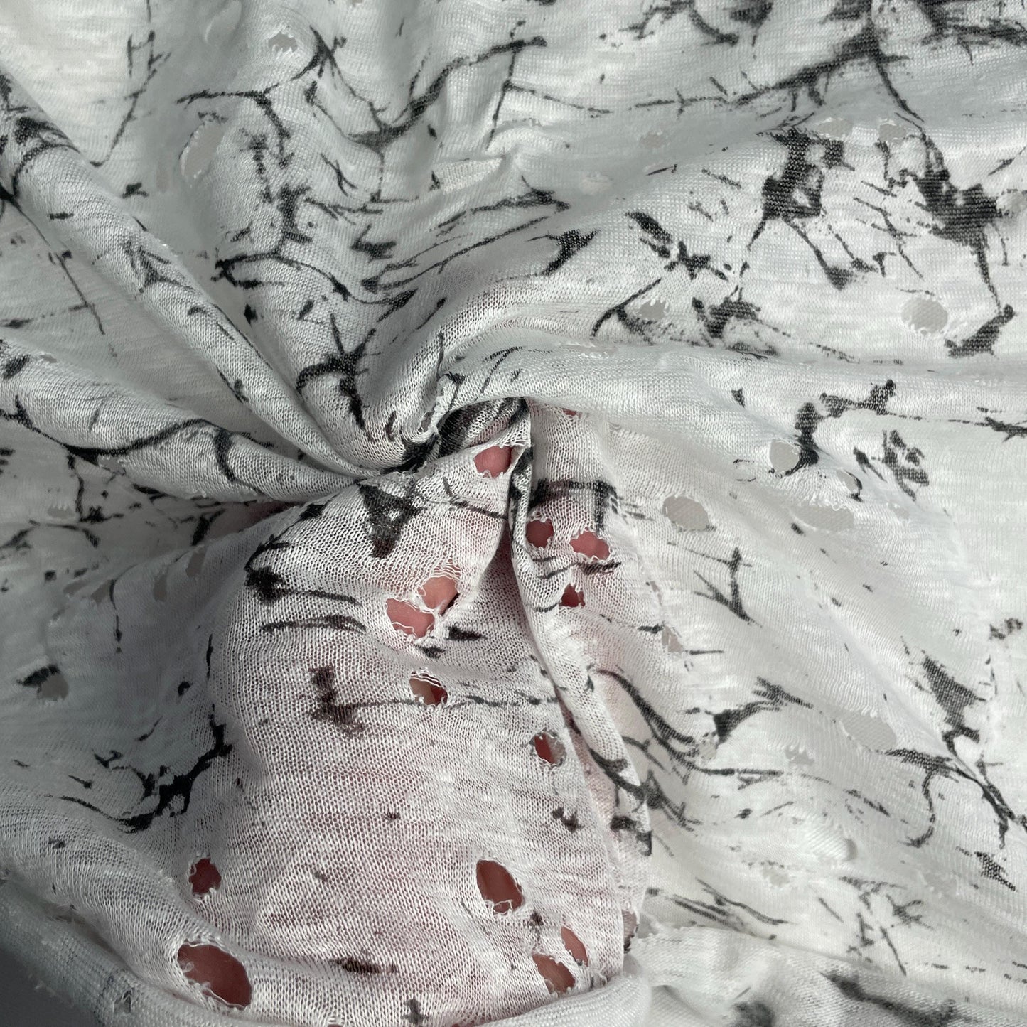 100% Linen Jersey Knit Fabric by the Yard | 60” Japanese Pattern with Holes, Eco-Friendly Material