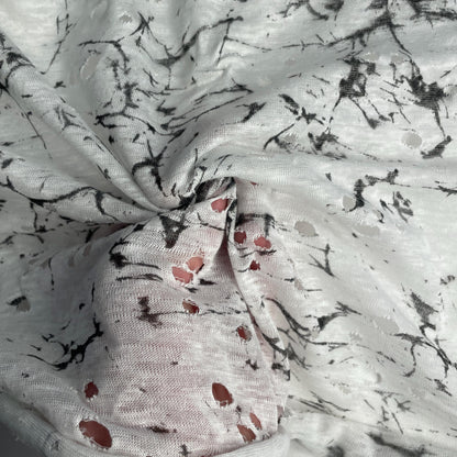 100% Linen Jersey Knit Fabric by the Yard | 60” Japanese Pattern with Holes, Eco-Friendly Material