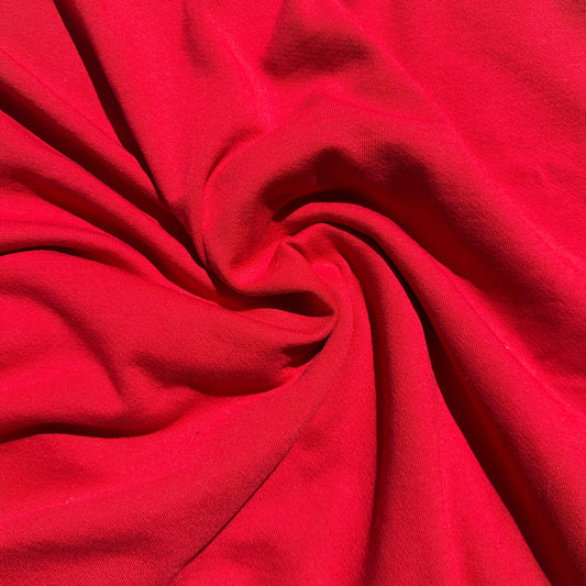 Cotton Fleece Red With Matching Rib Medium Weight | 400 GSM/ 12 OZ Knit Sweatshirt Fabric By The Yard