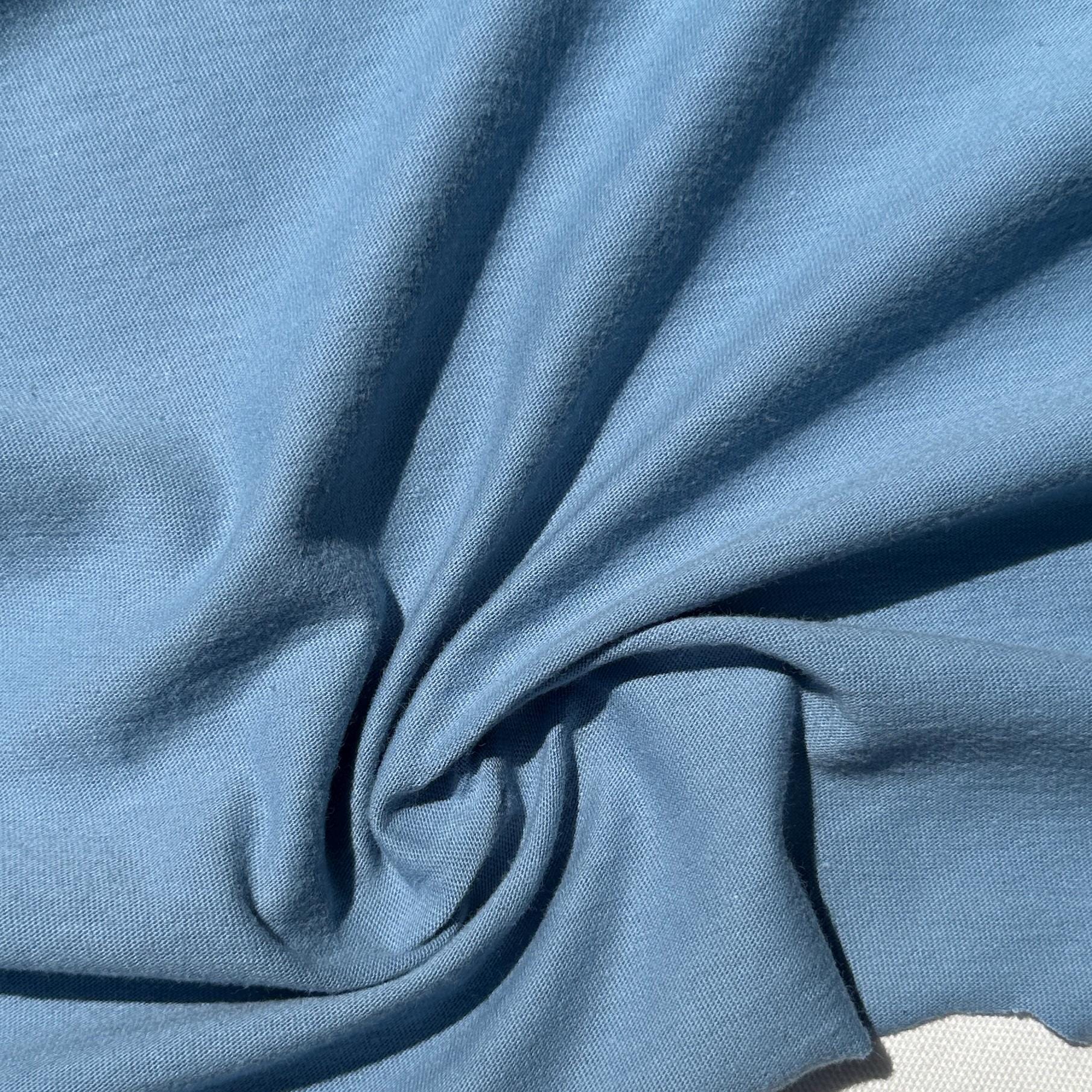 100% Cotton Jersey Light Baby Blue Knit Medium-Heavy Weight Eco-Friendly Fabric By The Yard 60"