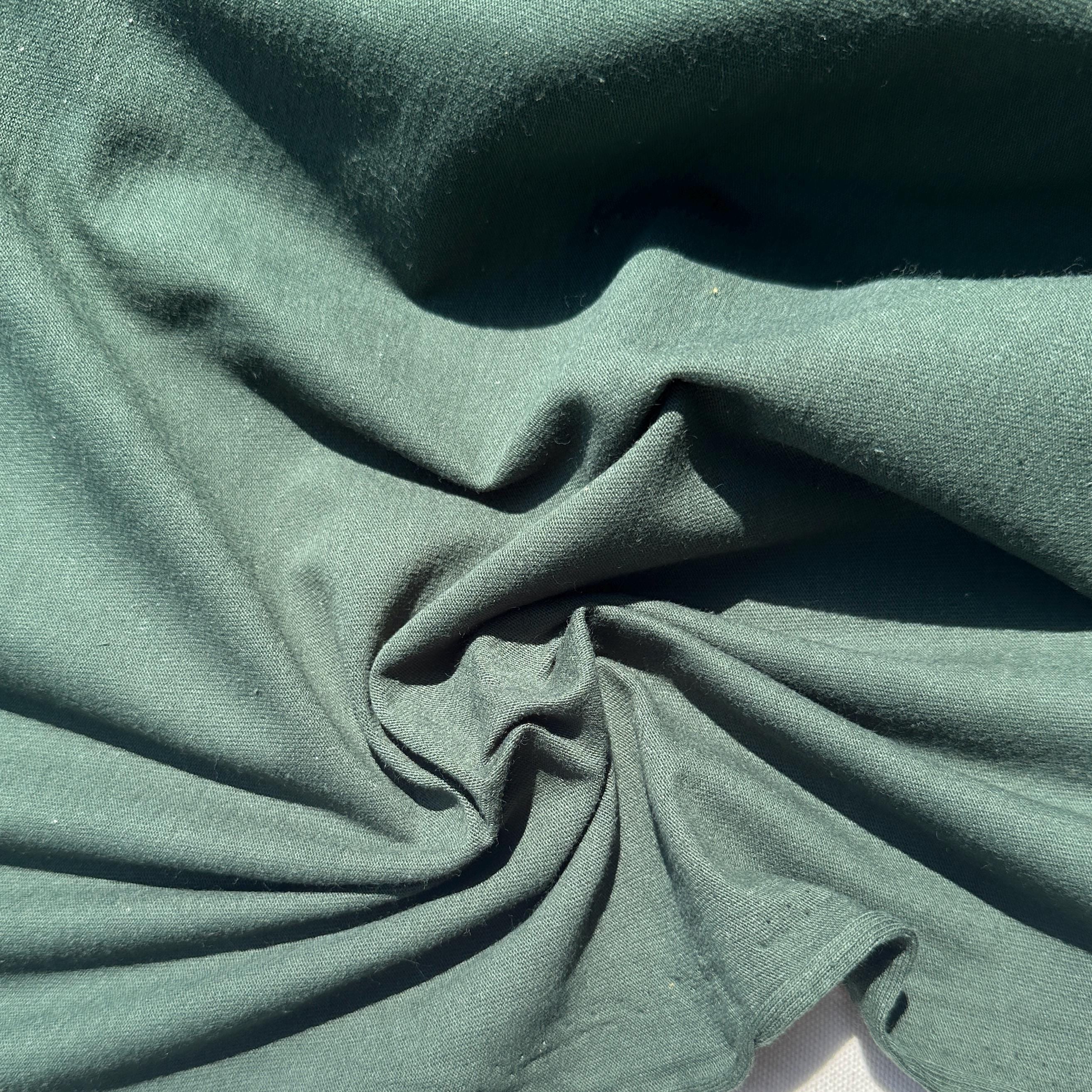 100% Cotton Jersey Hunter Green Knit Medium-Heavy Weight Eco-Friendly Fabric By The Yard 60"