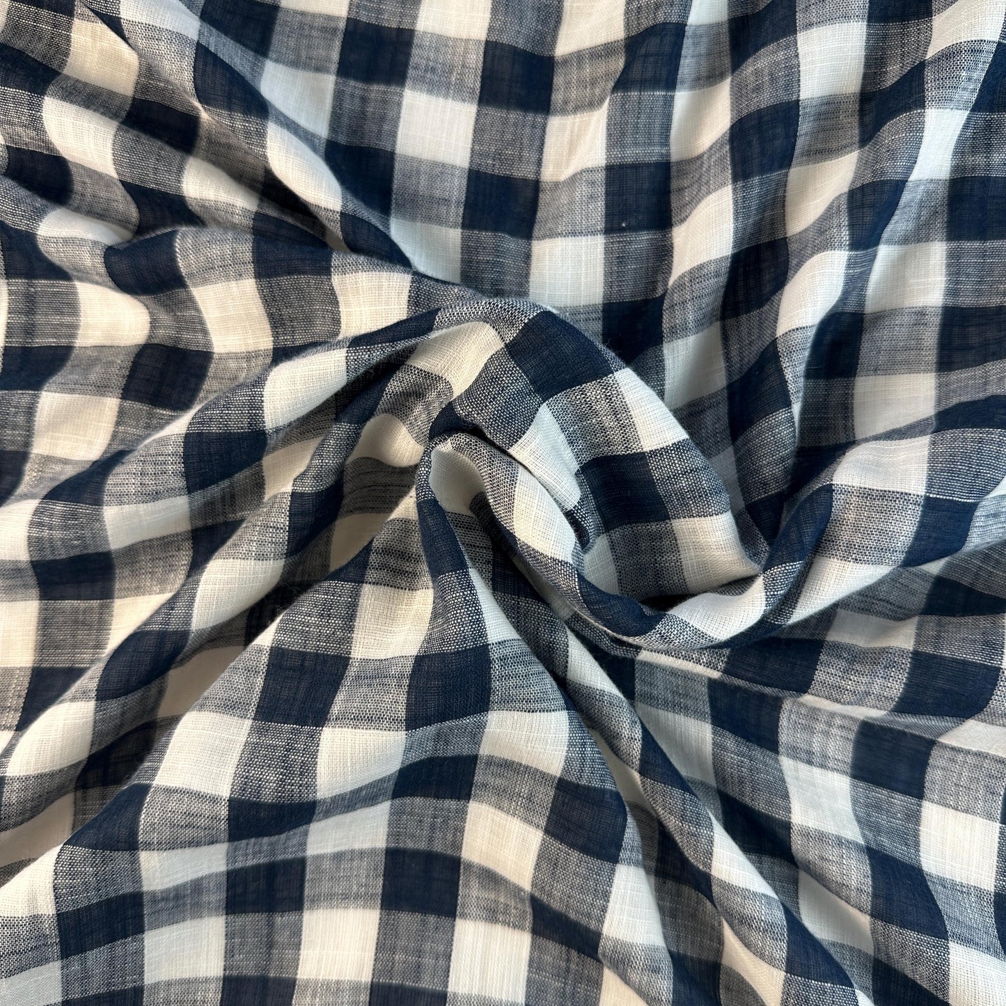 Checkered Cotton Double Gauze Blue and White Fabric by the Yard – Soft, Breathable, Lightweight, Perfect for Apparel & DIY Projects
