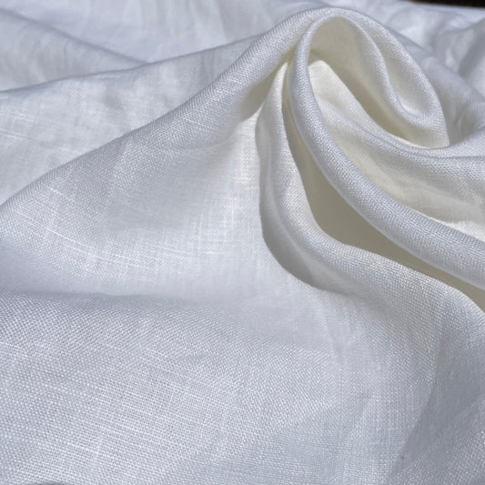 100% Linen 5.5 Oz White Woven Fabric By The Yard