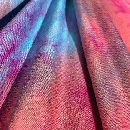 Bamboo Spandex Coral/Fuchsia Tie Dye Lycra Jersey Knit Fabric By the Yard 60""