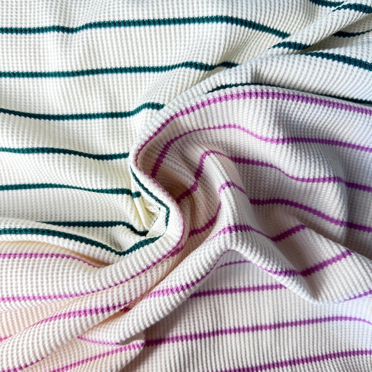 Cotton Striped Baby Thermal Fabric –  9 oz | Soft Waffle Knit 5% Spandex by the Yard