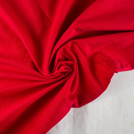Red Cotton Jersey Spandex 10 oz Medium Weight Eco-Friendly Sustainable Fabric By the Yard