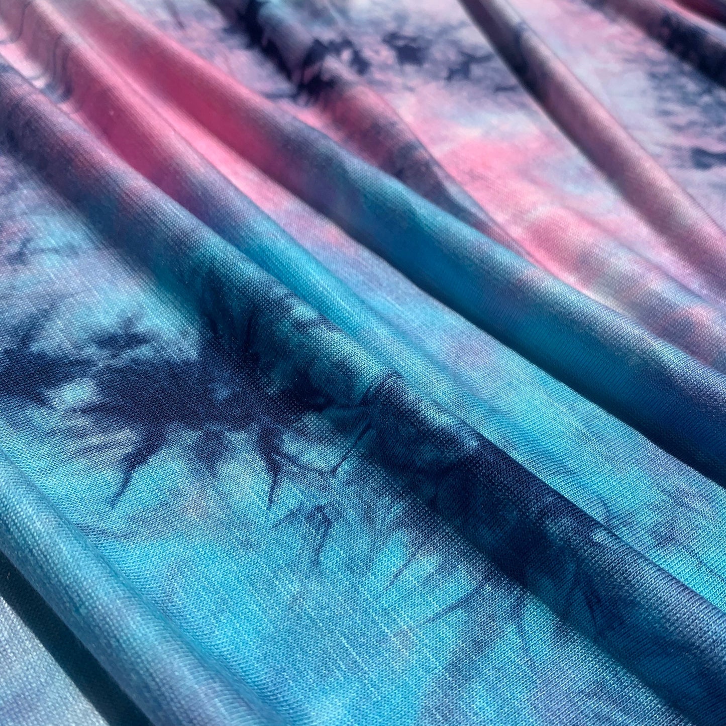 Bamboo Spandex Jersey Knit Blue,Pink & Purple Cloud Tie Dye Splash 60" Eco-Friendly Fabric By The Yard eco-friendly