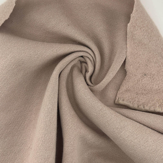 Organic Mocha Cotton Fleece Rib Medium Weight | 350 GSM/ 12 OZ Knit Sweatshirt Fabric By The Yard