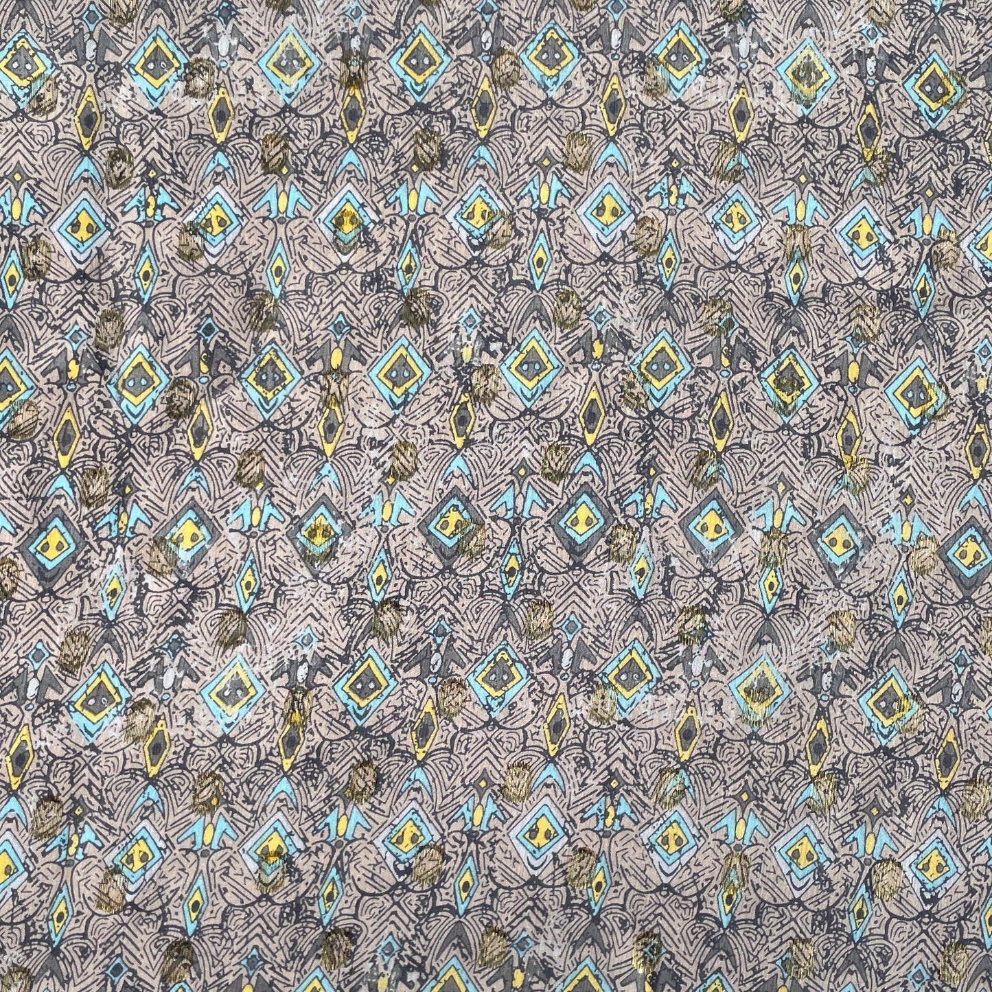 100% Japanese Patterened Beige Abstract Lightweight Silk Fabric by the Yard - Luxury Material for Sewing, Dressmaking, and Crafts