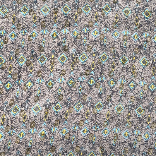 100% Japanese Patterened Beige Abstract Lightweight Silk Fabric by the Yard - Luxury Material for Sewing, Dressmaking, and Crafts