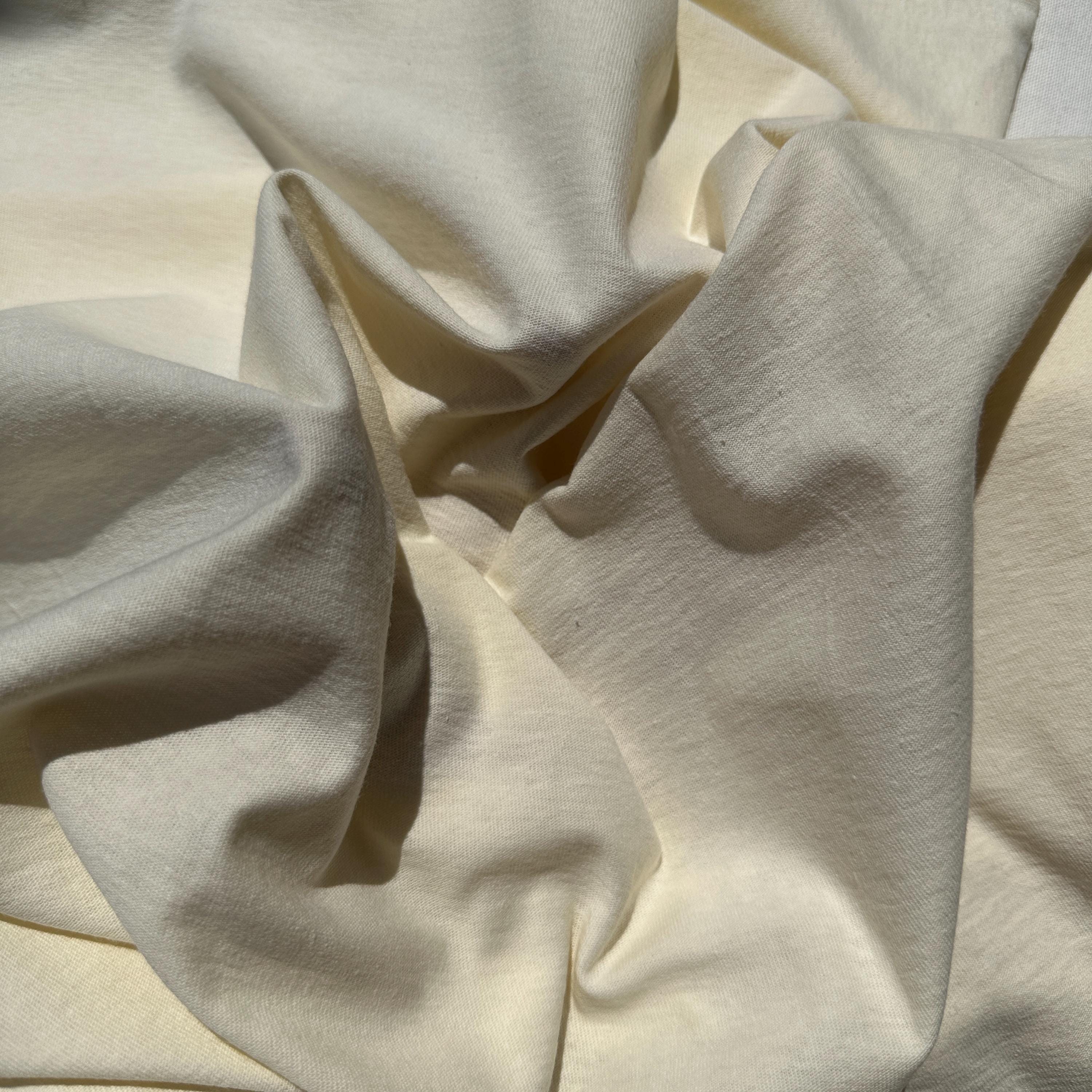 100% Cotton Jersey Cream Knit Medium-Heavy Weight Eco-Friendly Fabric By The Yard 60"