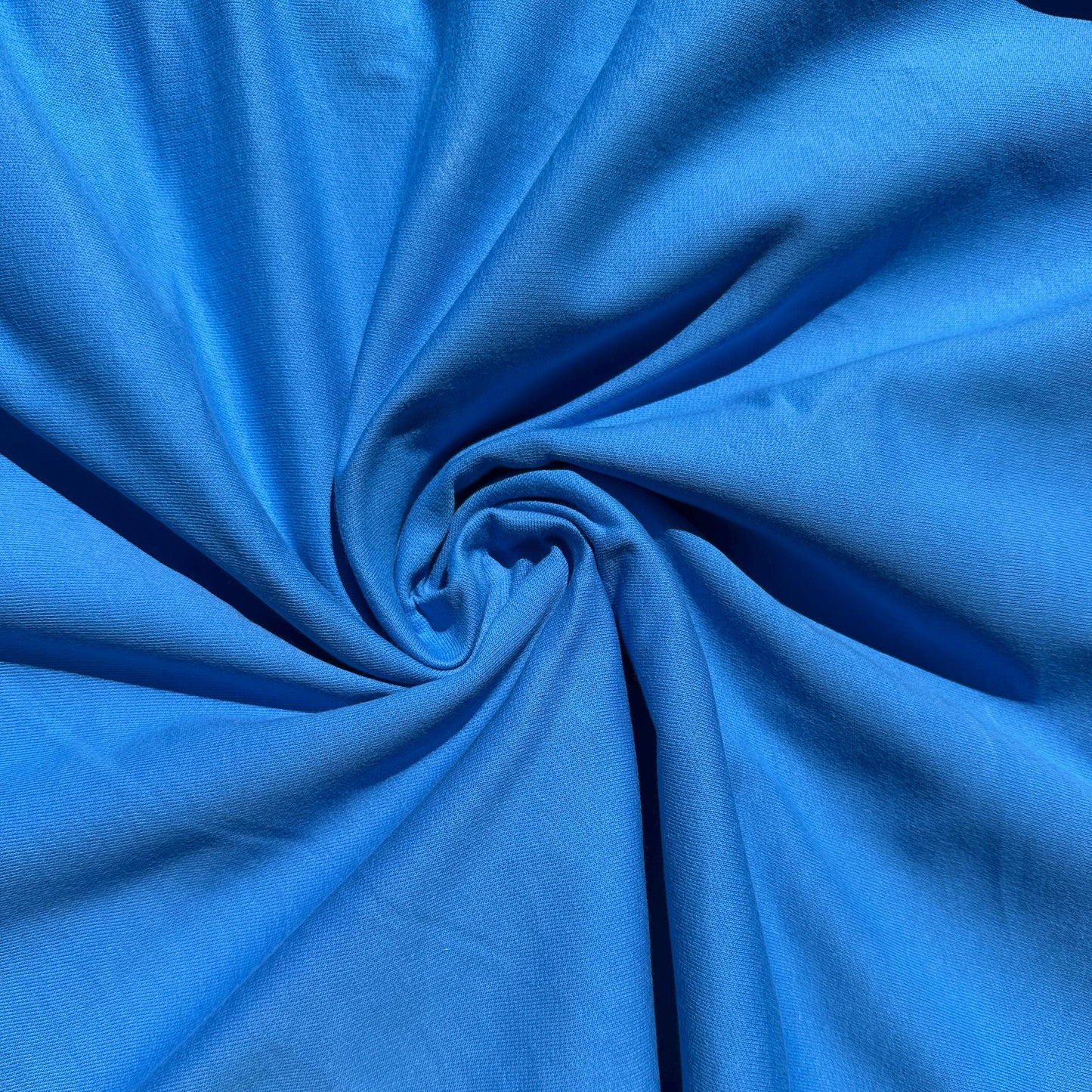 Cotton Fleece Cobalt Blue With Matching Rib Medium Weight | 400 GSM/ 12 OZ Knit Sweatshirt Fabric By The Yard