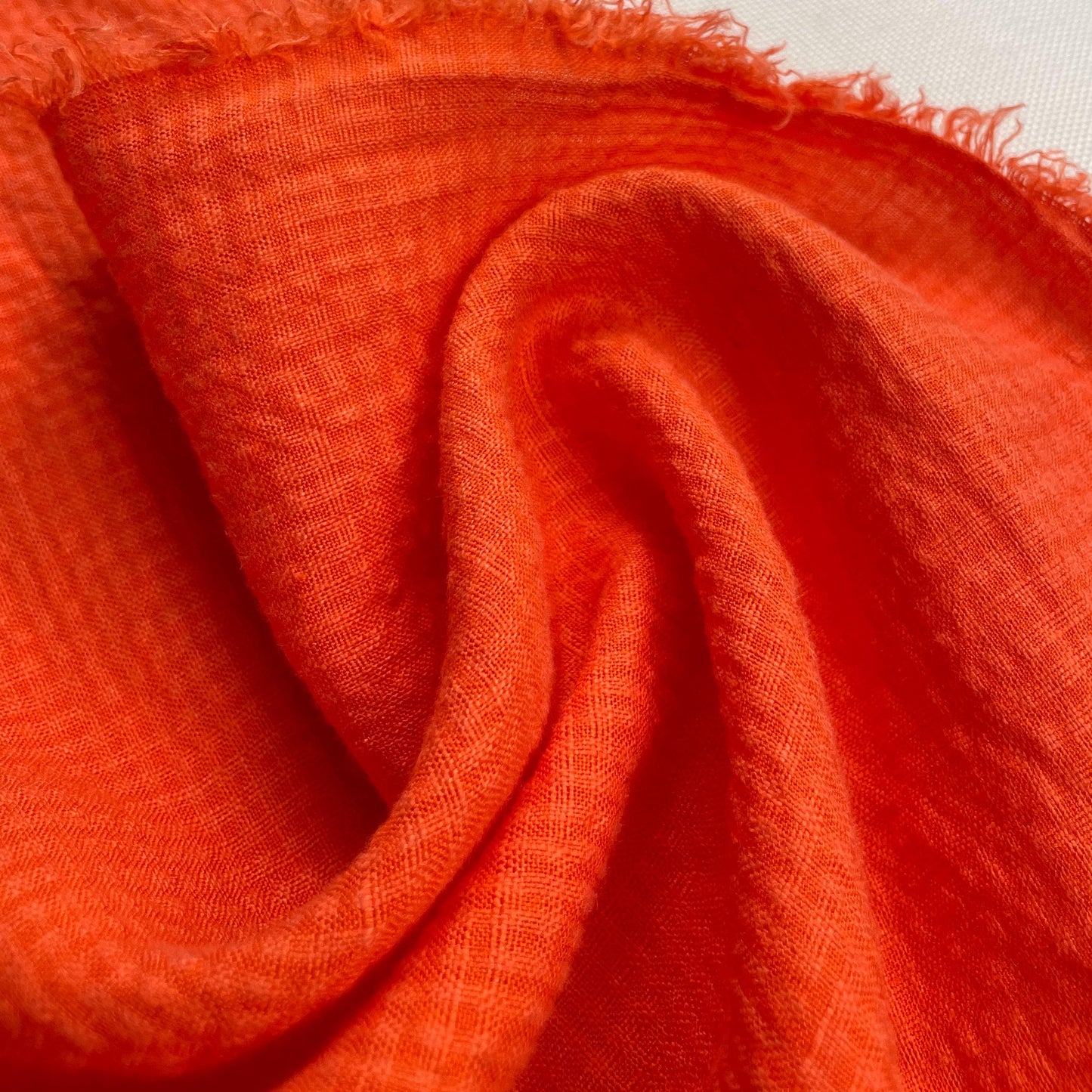 Linen Seersucker Checkered Red-Orange Laundered Fabric by the Yard | 60 Inch 6oz Material for Sewing, Apparel & DIY Projects