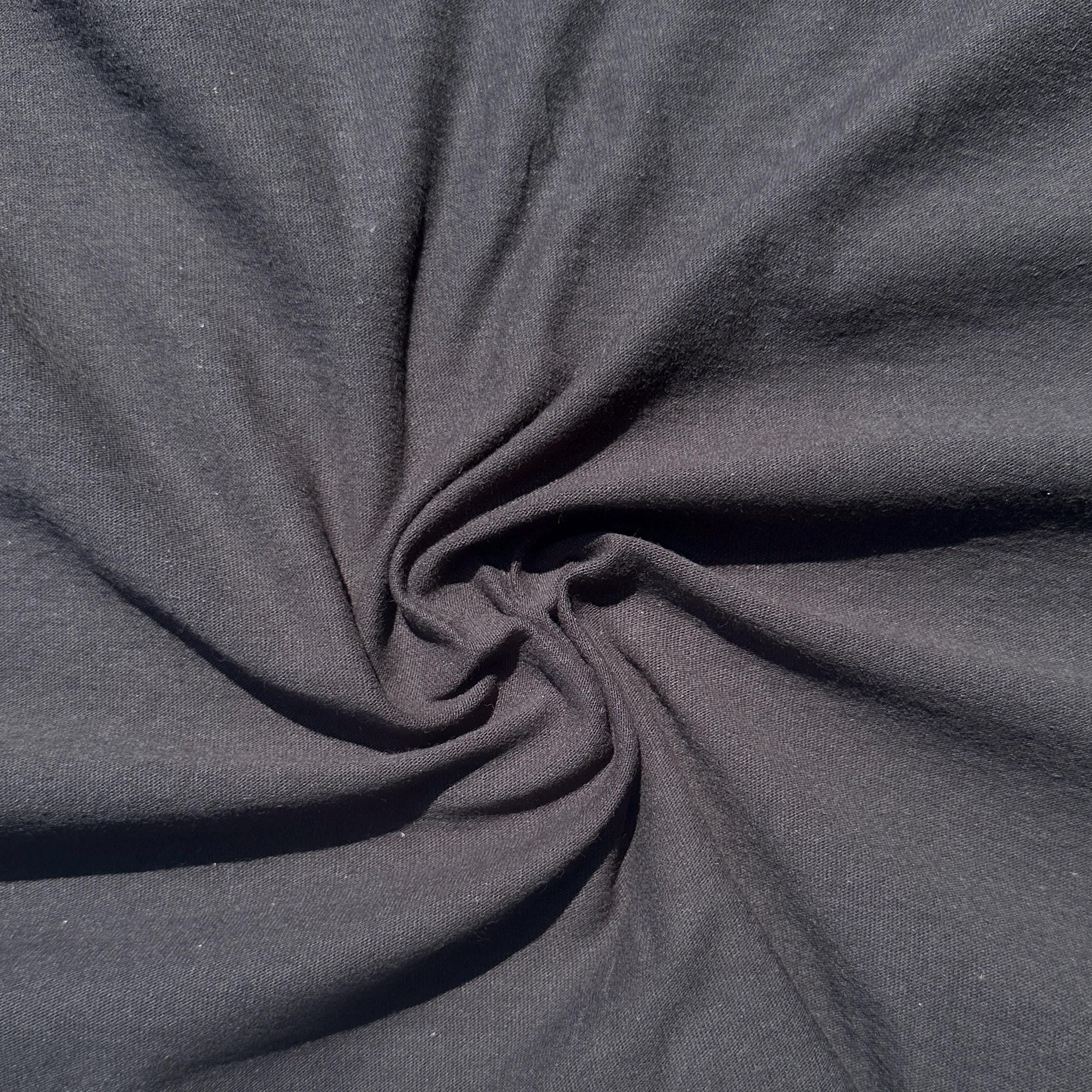 100% Cotton Jersey Black Knit Medium-Heavy Weight Eco-Friendly Fabric By The Yard 60"