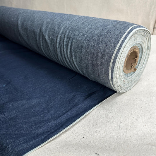 Selvedge Japanese Simple Dark Blue Denim  | Woven Fabric by the Yard | 340 GSM/11 oz Denim | Textured Denim for Jeans, Jackets & Shirts