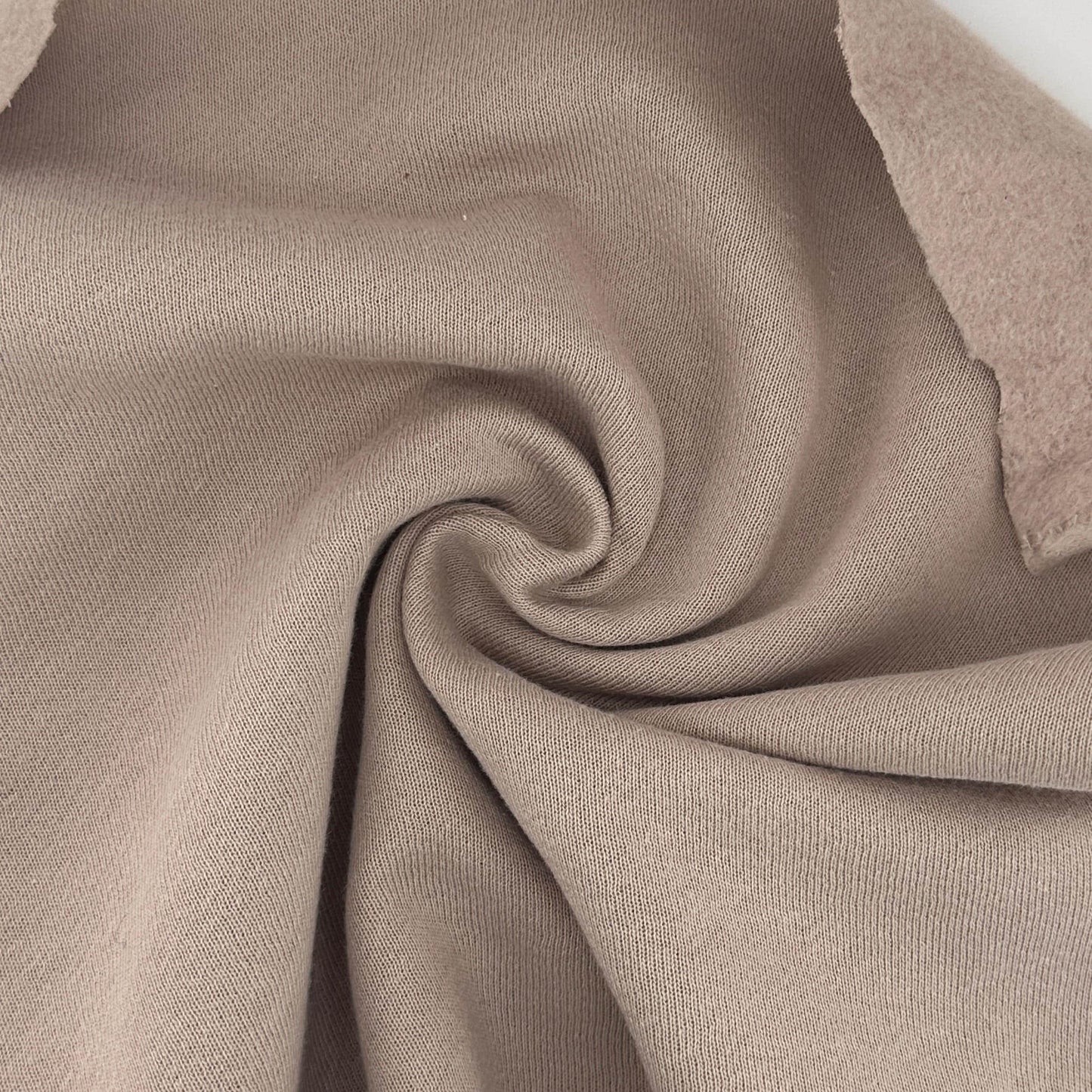 Organic Mocha Cotton Fleece Rib Medium Weight | 350 GSM/ 12 OZ Knit Sweatshirt Fabric By The Yard