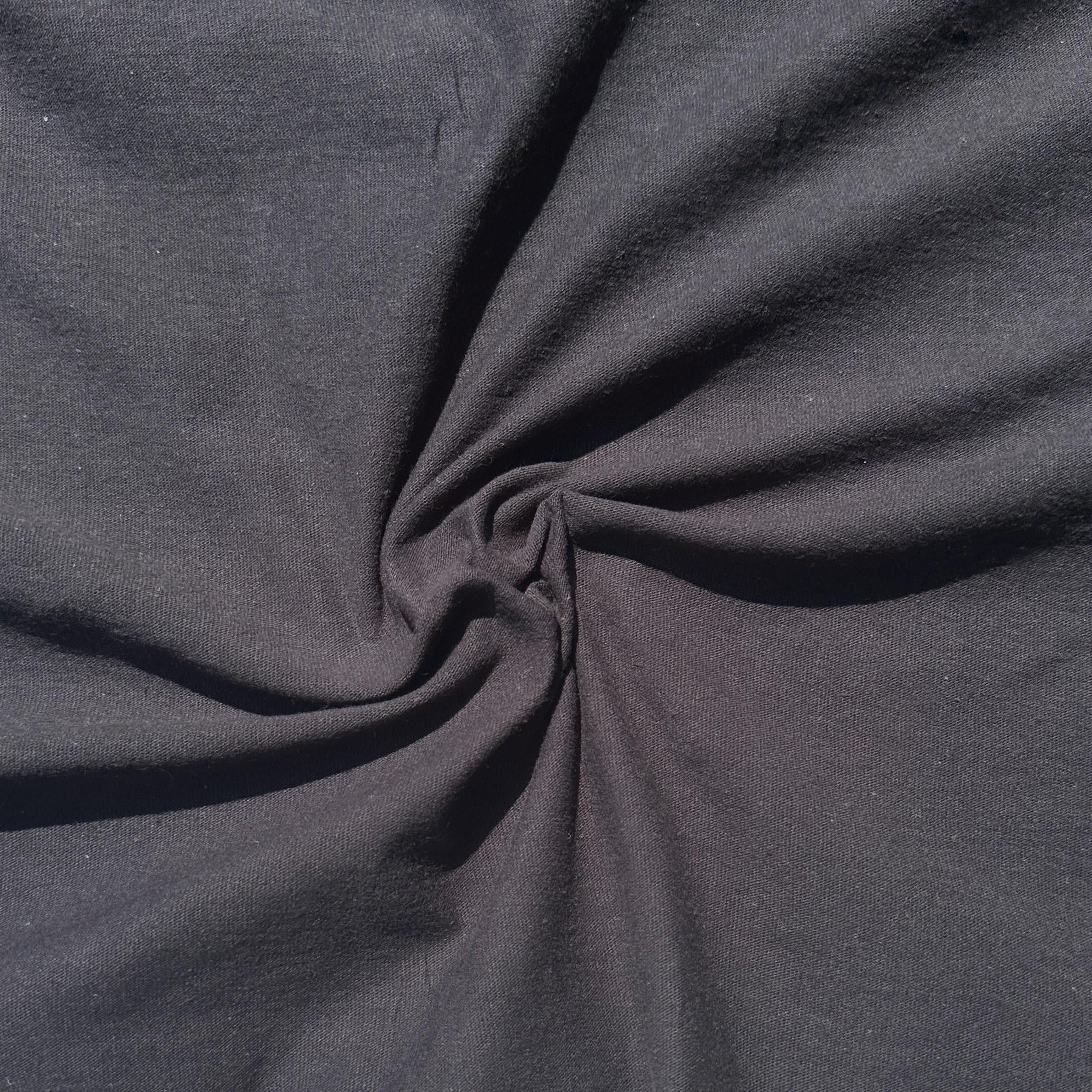 100% Cotton Jersey Black Knit Medium-Heavy Weight Eco-Friendly Fabric By The Yard 60"