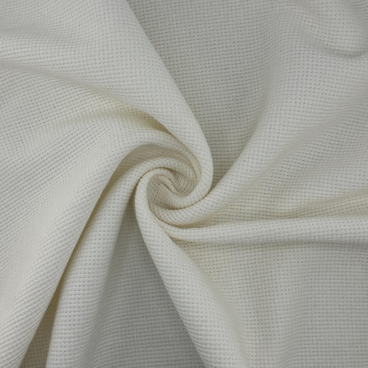 Heavy Cotton Waffle Baby Thermal PFD Fabric With Matching Rib – White 360 GSM | Waffle Knit by the Yard