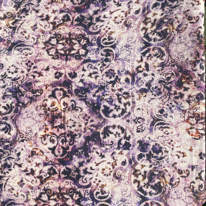 100% Linen Lightweight Japanese Purple Patterned Voile by the Yard - Soft and Breathable Fabric for Sewing, Crafts, and Dressmaking