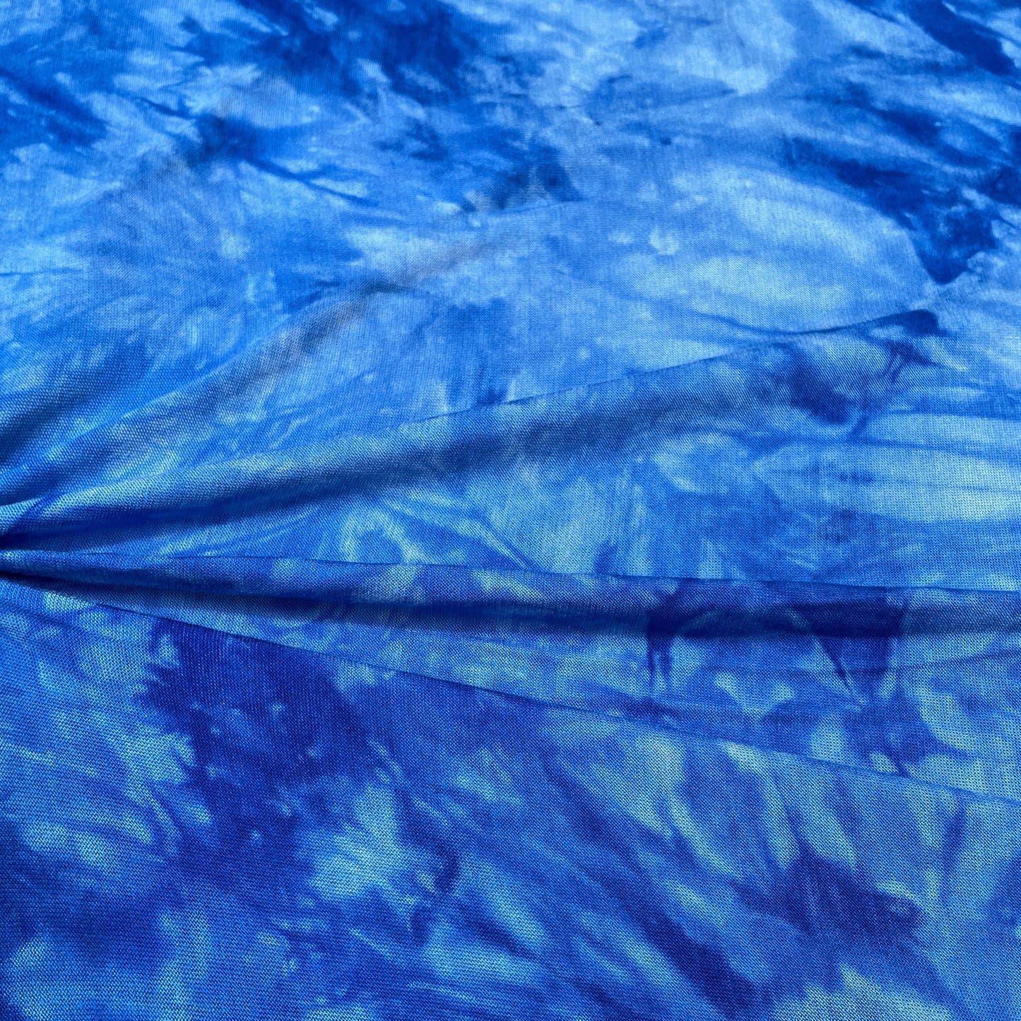 Bamboo Spandex Jersey Knit Royal Blue & White Cloud Tie Dye Splash 60" Eco-Friendly Fabric By The Yard